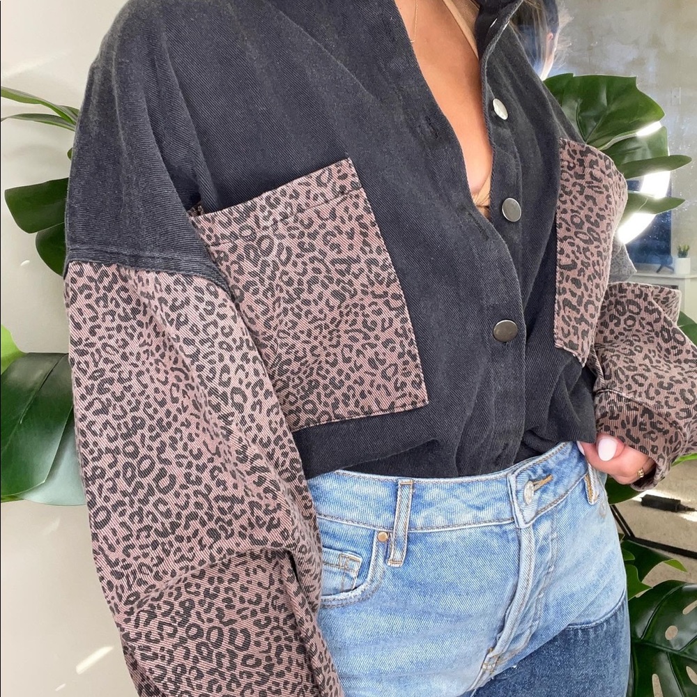 Leopard Detail Button Down Shirt